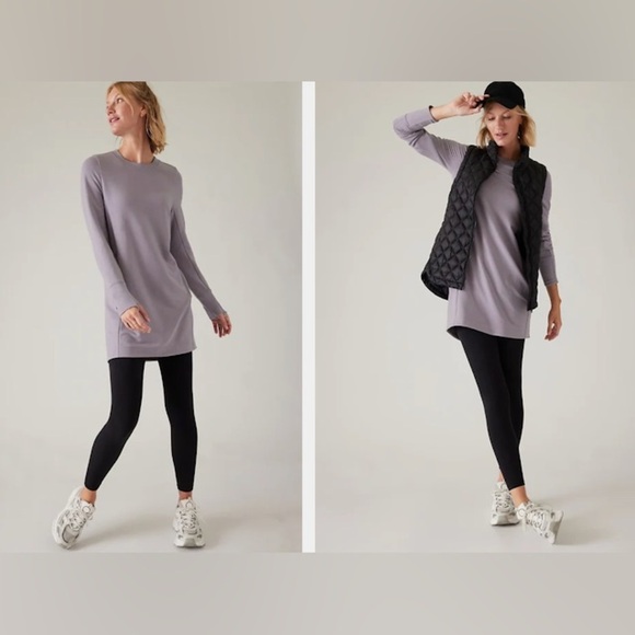 Athleta Coaster Luxe Sweatshirt Dress - Light Purple - Size Extra Small XS P - Picture 2 of 12